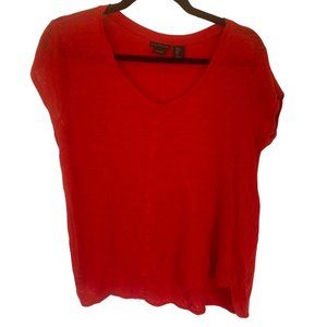 Tahari, women's red, 100% linen short sleeve casual t shirt size large